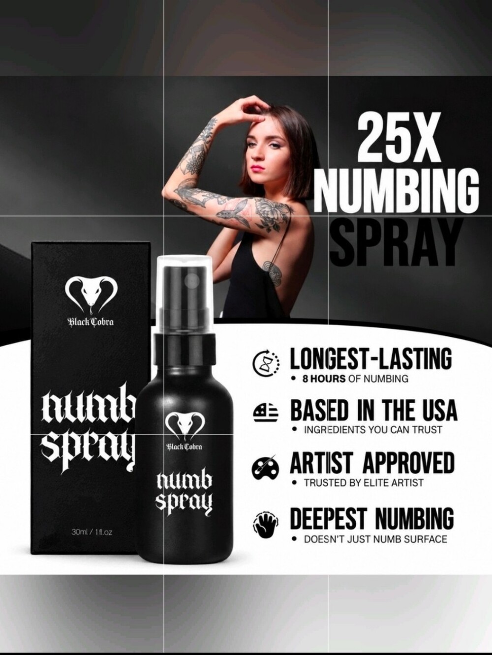 Black Cobra Tattoo Numbing Spray